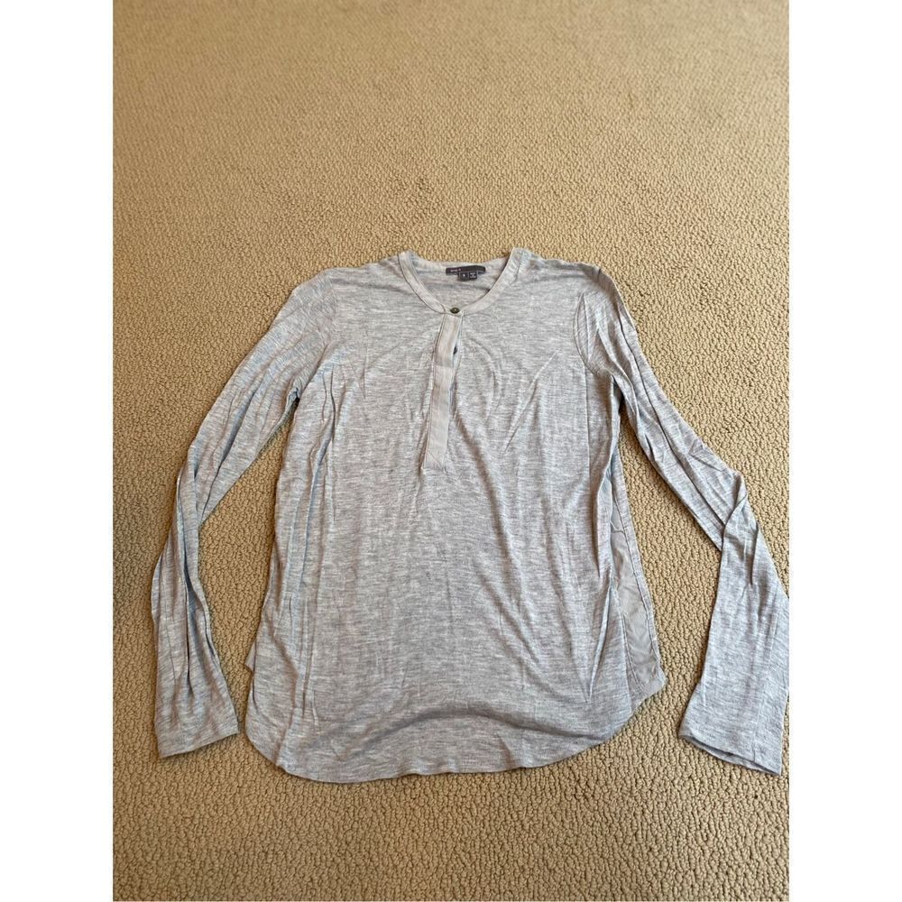 Vince viscose/silk grey long sleeve top SMALL